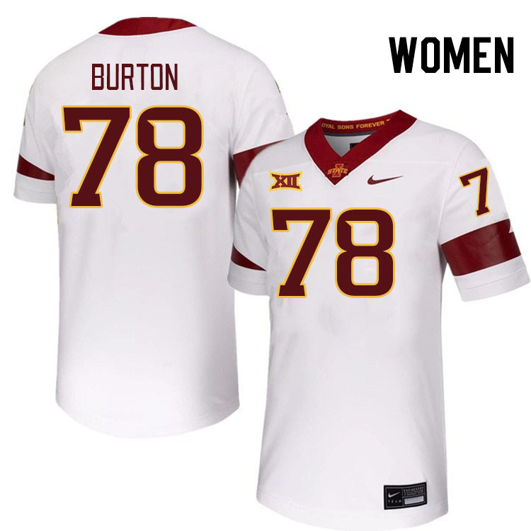 Women #78 AJ Burton Iowa State Cyclones College Football Jerseys Stitched-White